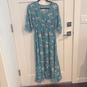 Chic Teal Floral Maxi Dress